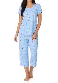Women's Short Sleeve Cropped Pant Pajama Set