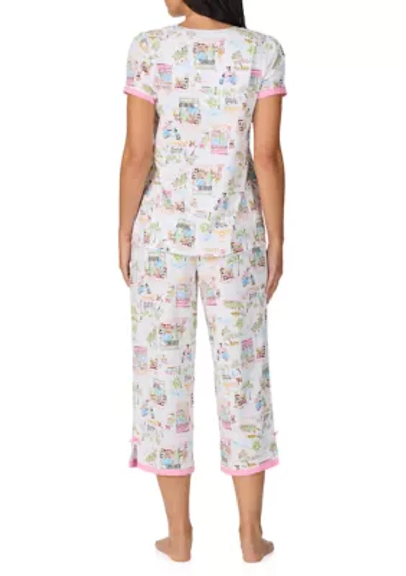 Women's Short Sleeve Cropped Pant Pajama Set