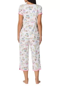 Women's Short Sleeve Cropped Pant Pajama Set