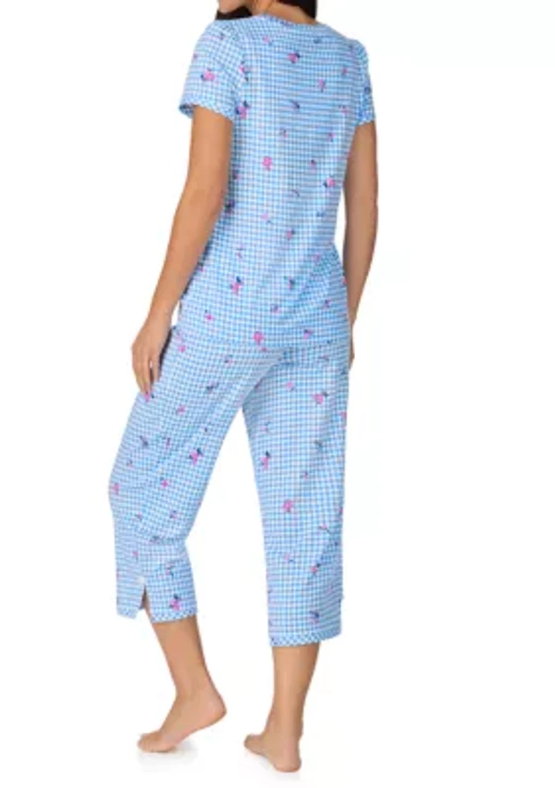 Women's Short Sleeve Cropped Pant Pajama Set