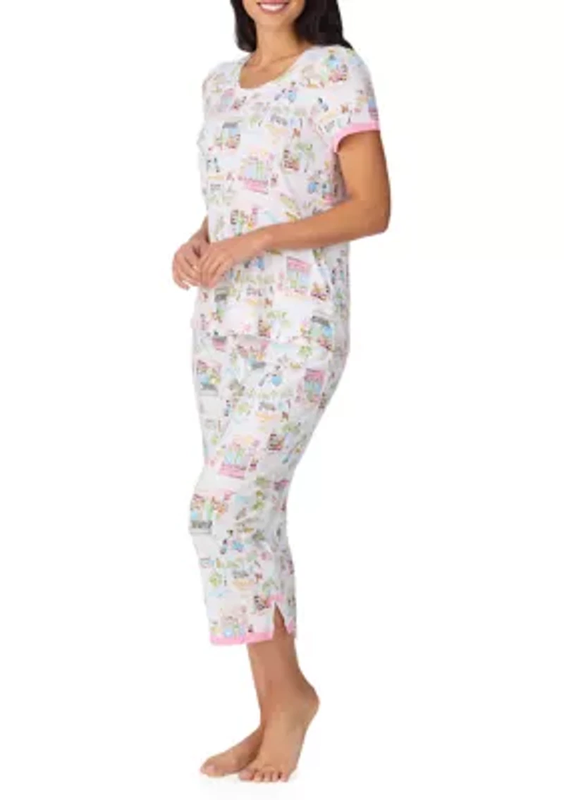 Women's Short Sleeve Cropped Pant Pajama Set
