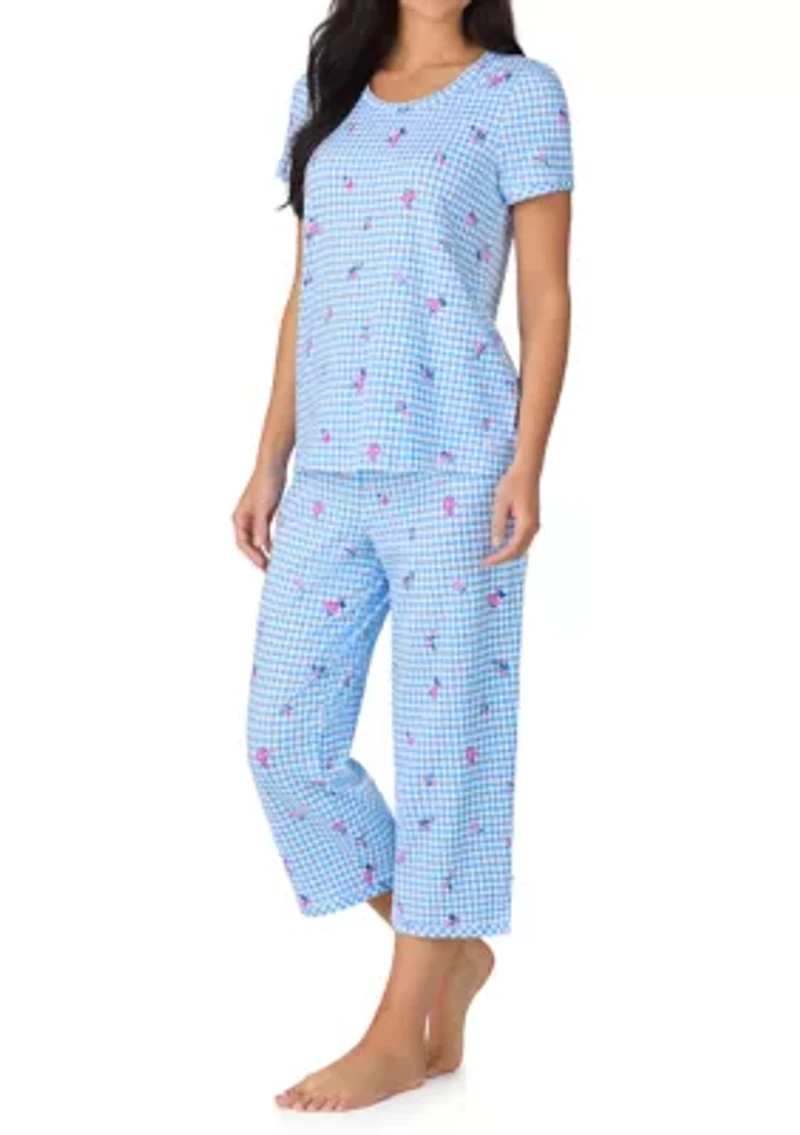 Women's Short Sleeve Cropped Pant Pajama Set