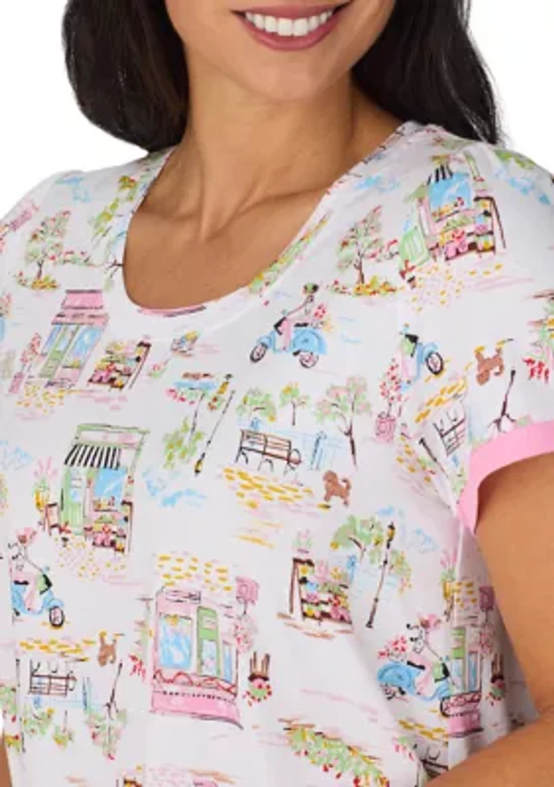 Women's Short Sleeve Cropped Pant Pajama Set