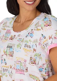 Women's Short Sleeve Cropped Pant Pajama Set