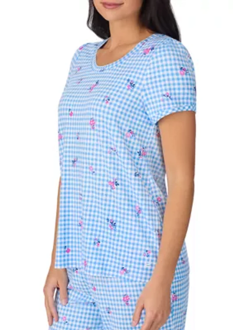Women's Short Sleeve Cropped Pant Pajama Set