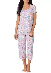 Women's Short Sleeve Cropped Pant Pajama Set