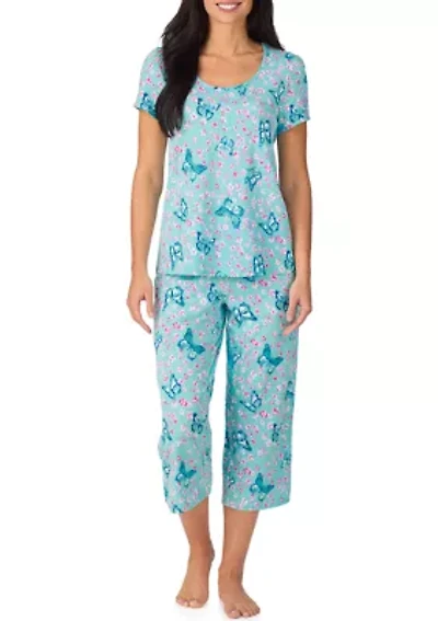 Women's Short Sleeve Cropped Pant Pajama Set