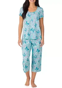 Women's Short Sleeve Cropped Pant Pajama Set