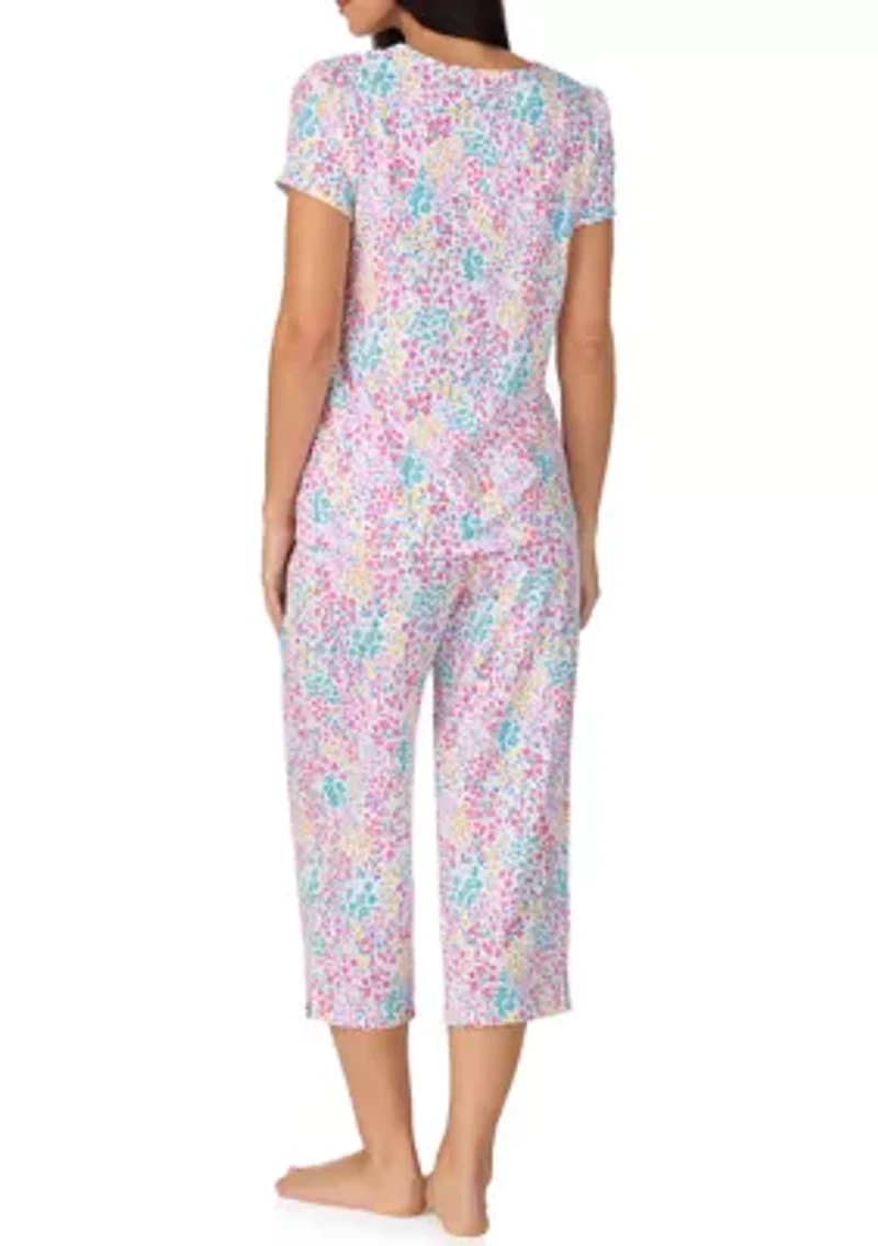 Women's Short Sleeve Cropped Pant Pajama Set