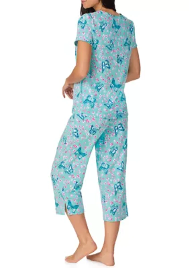 Women's Short Sleeve Cropped Pant Pajama Set