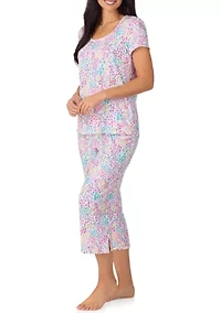 Women's Short Sleeve Cropped Pant Pajama Set