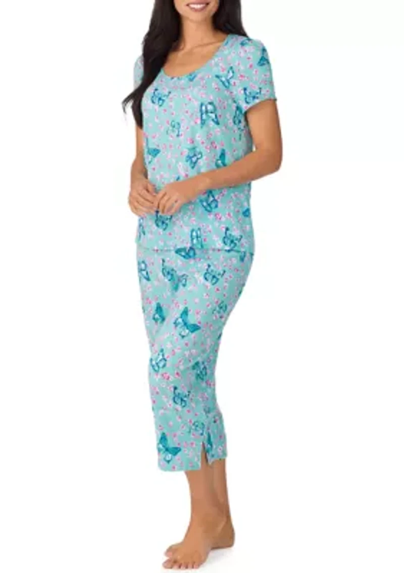 Women's Short Sleeve Cropped Pant Pajama Set
