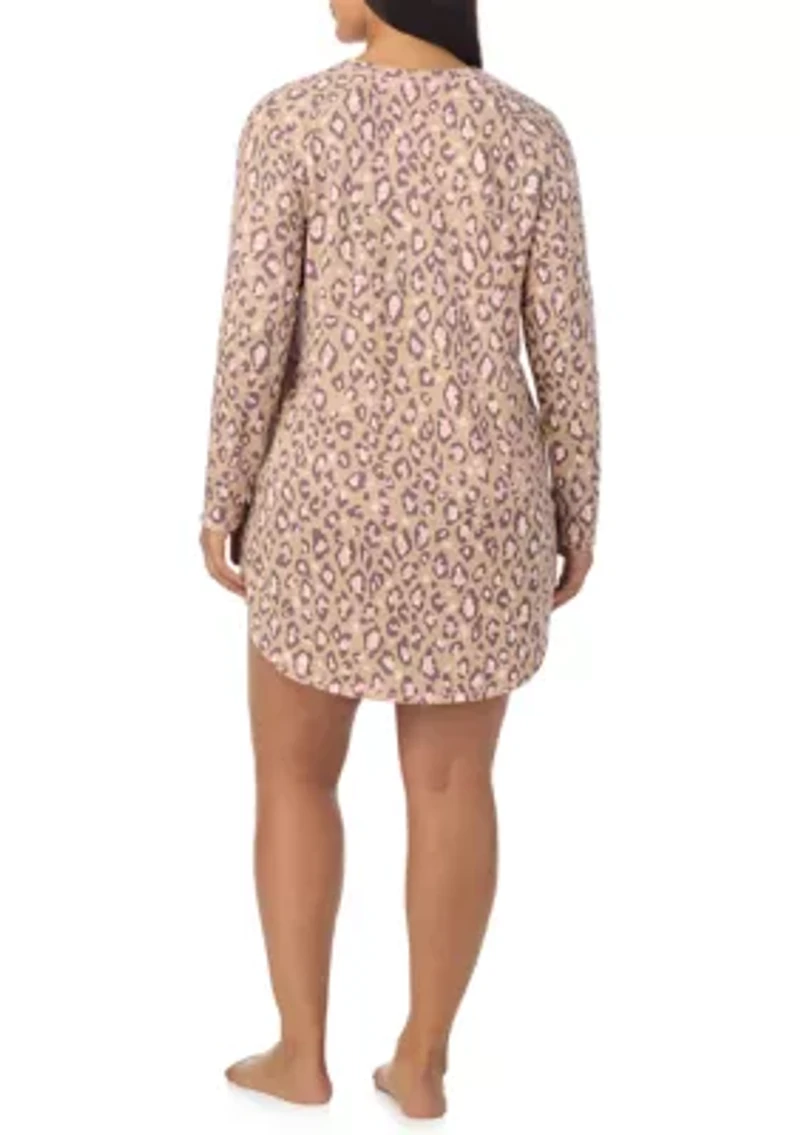Plus Printed Sweater Knit Sleep Shirt