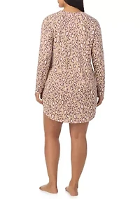 Plus Printed Sweater Knit Sleep Shirt
