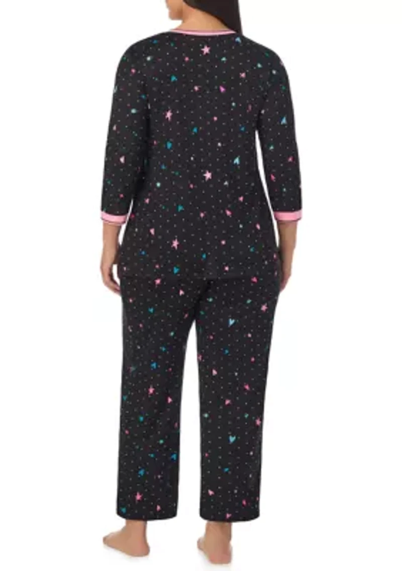 Plus Long Printed Pajama Set