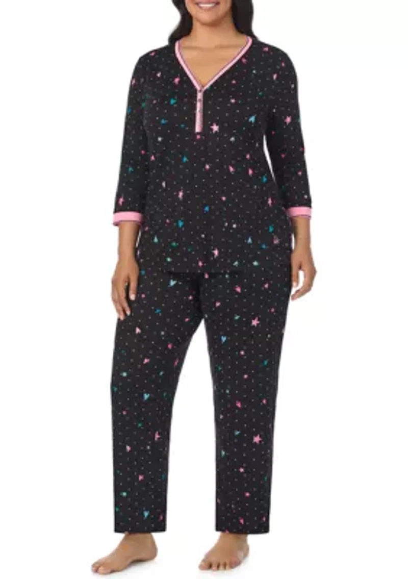 Plus Long Printed Pajama Set