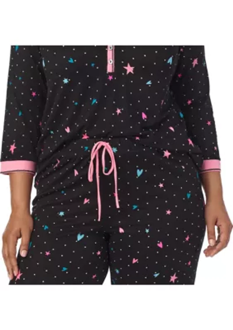 Plus Long Printed Pajama Set