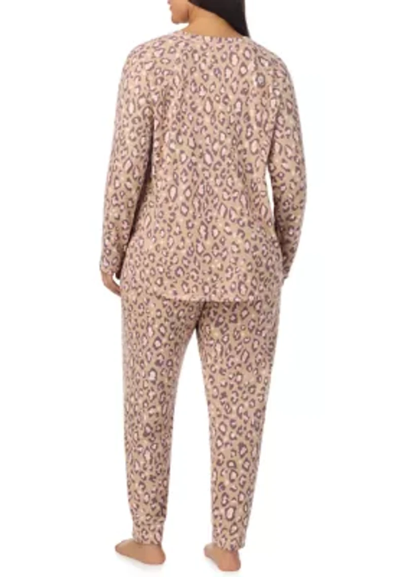 Plus Printed Sweater Knit Pajama Set