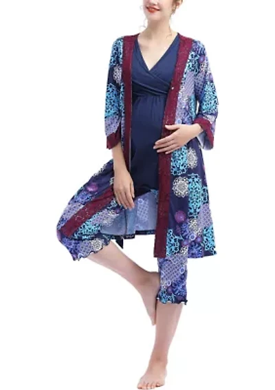 Natalie Maternity/Nursing Pajamas & Robe Set