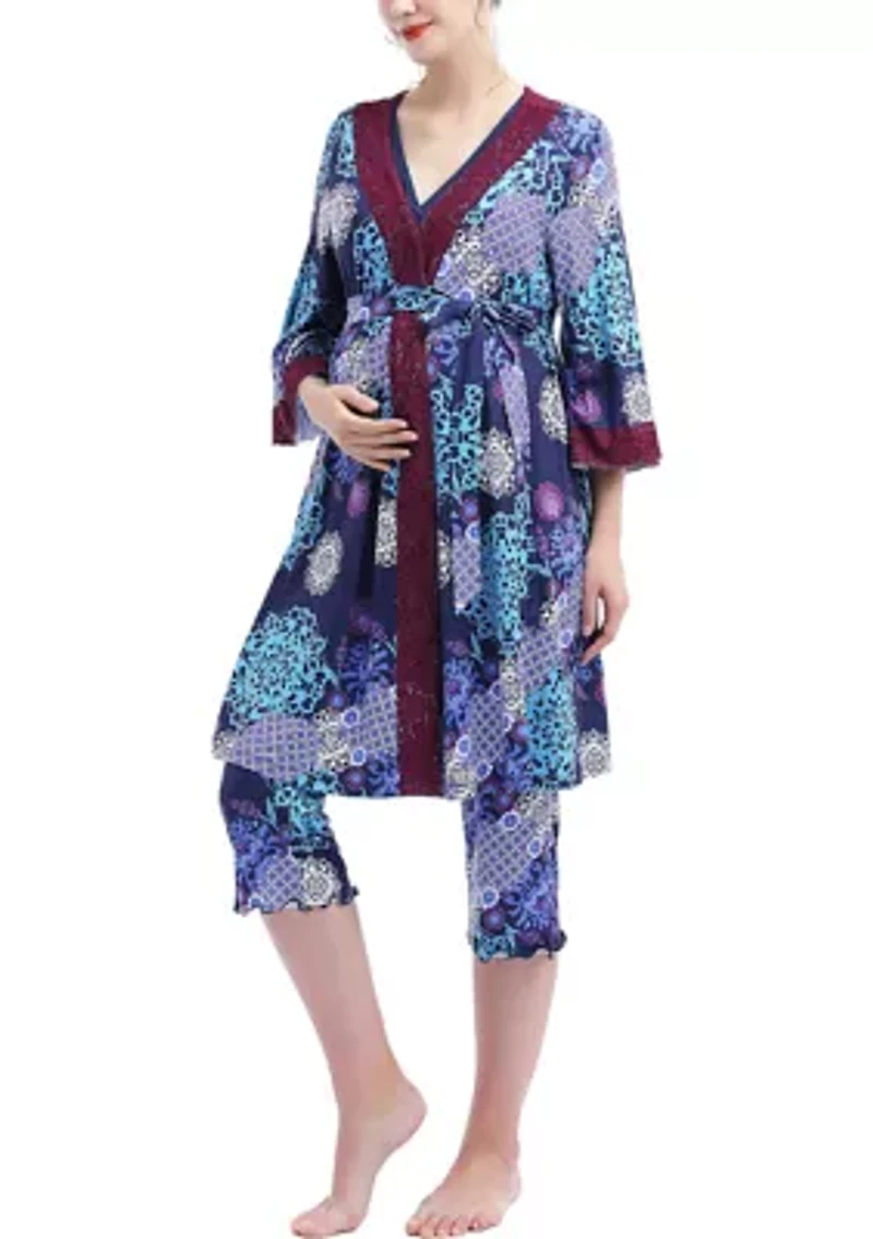 Natalie Maternity/Nursing Pajamas & Robe Set