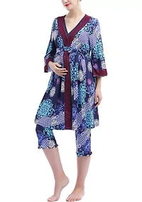 Natalie Maternity/Nursing Pajamas & Robe Set