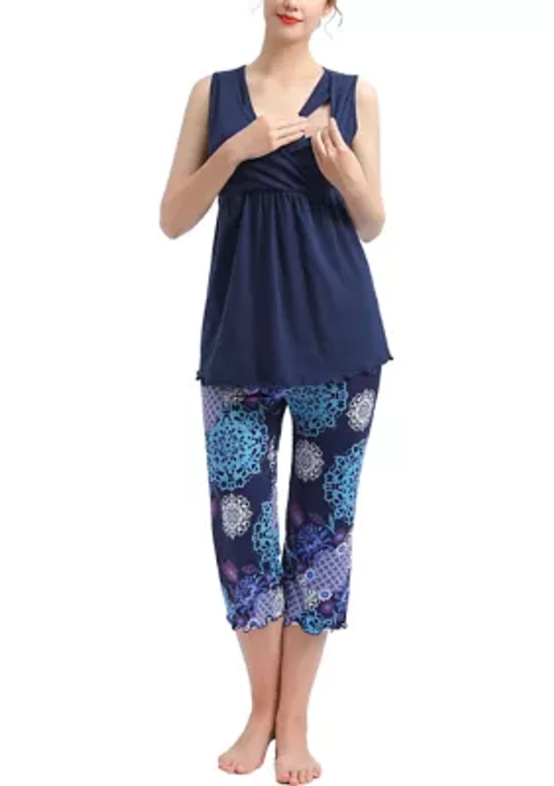 Natalie Maternity/Nursing Pajamas & Robe Set