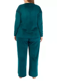 Plus Velour Ribbed Pajama Set