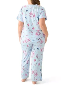 Plus Short Sleeve Cozy Rib Pajama Set