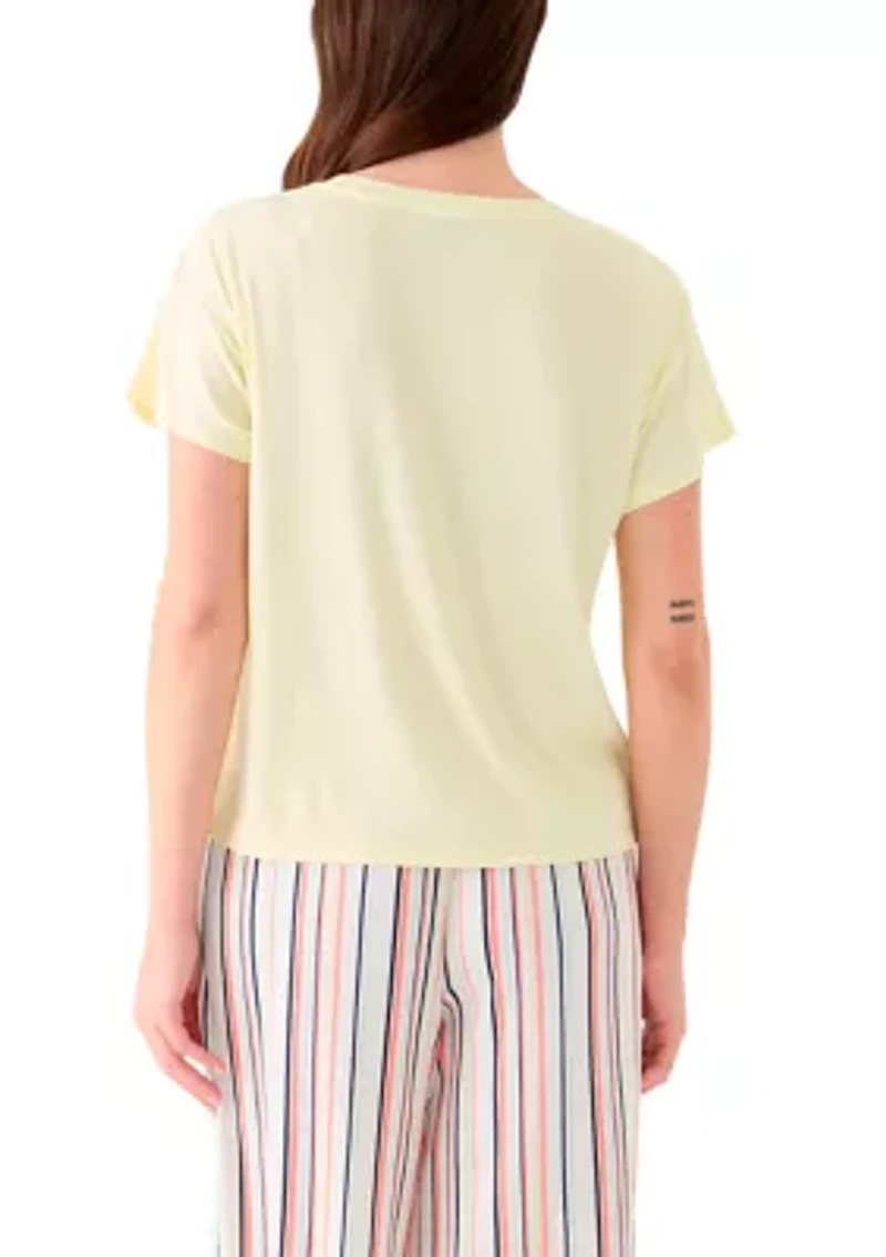 Women's Short Sleeve Solid Boxy Crew Neck Sleep T-Shirt