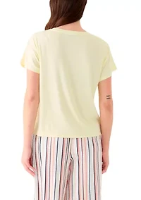 Women's Short Sleeve Solid Boxy Crew Neck Sleep T-Shirt