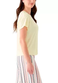 Women's Short Sleeve Solid Boxy Crew Neck Sleep T-Shirt