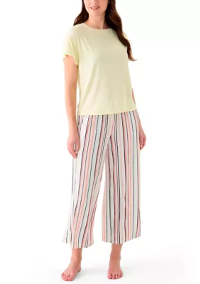 Women's Short Sleeve Solid Boxy Crew Neck Sleep T-Shirt