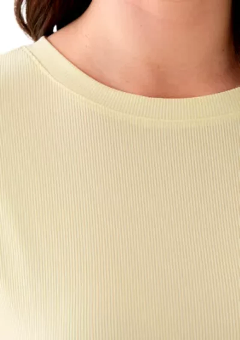 Women's Short Sleeve Solid Boxy Crew Neck Sleep T-Shirt