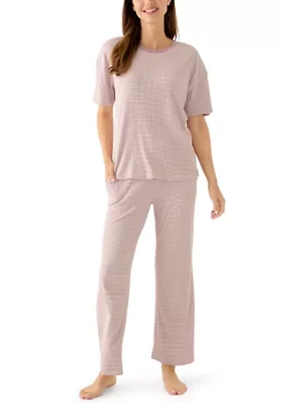Women's Short Sleeve Flare Pants Set