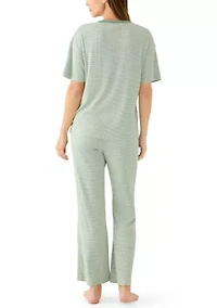 Women's Short Sleeve Flare Pants Set