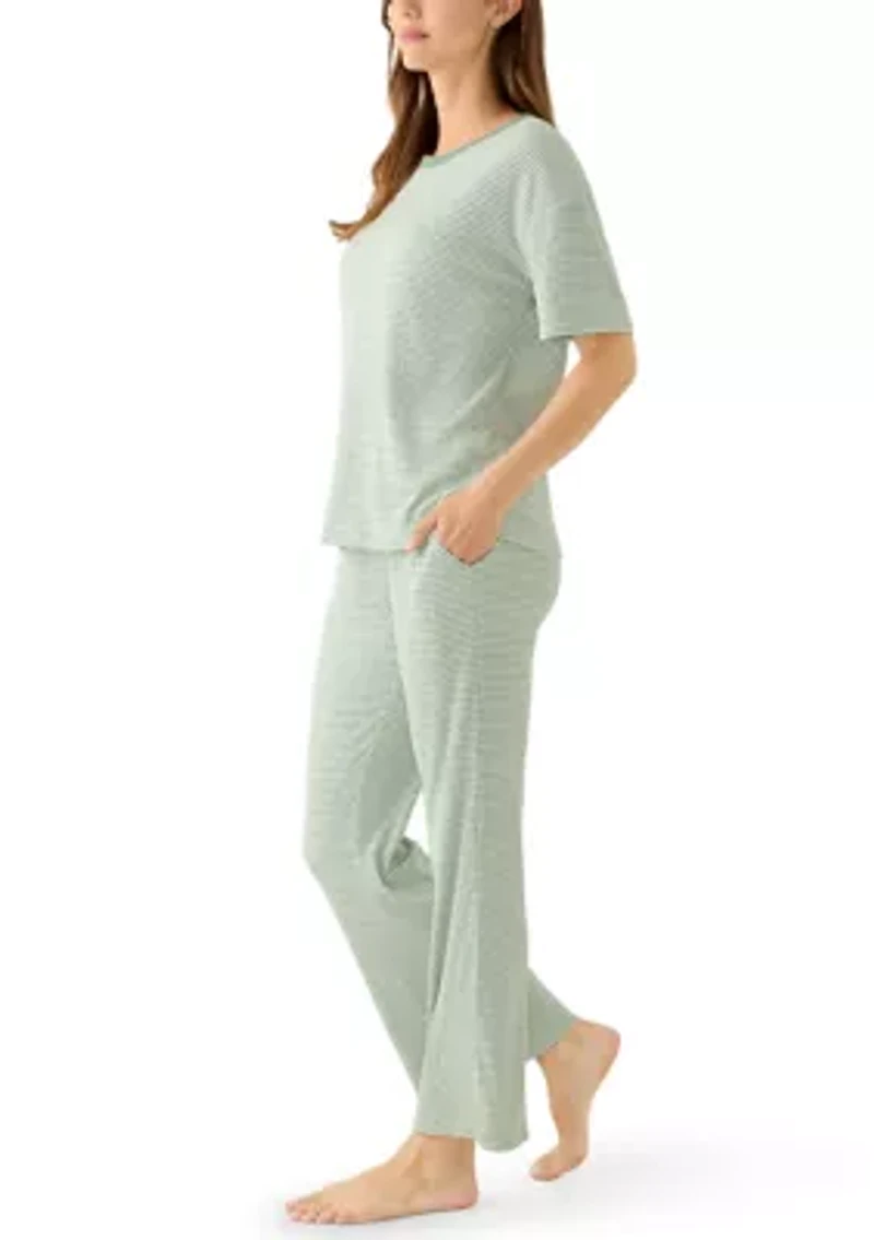 Women's Short Sleeve Flare Pants Set