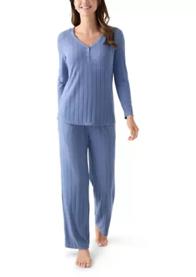 Ribbed Henley Pajama Set