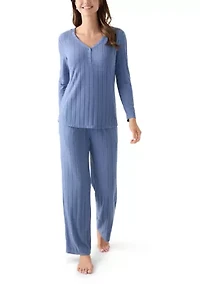 Ribbed Henley Pajama Set