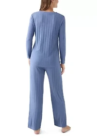 Ribbed Henley Pajama Set
