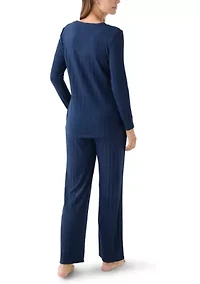 Ribbed Henley Pajama Set