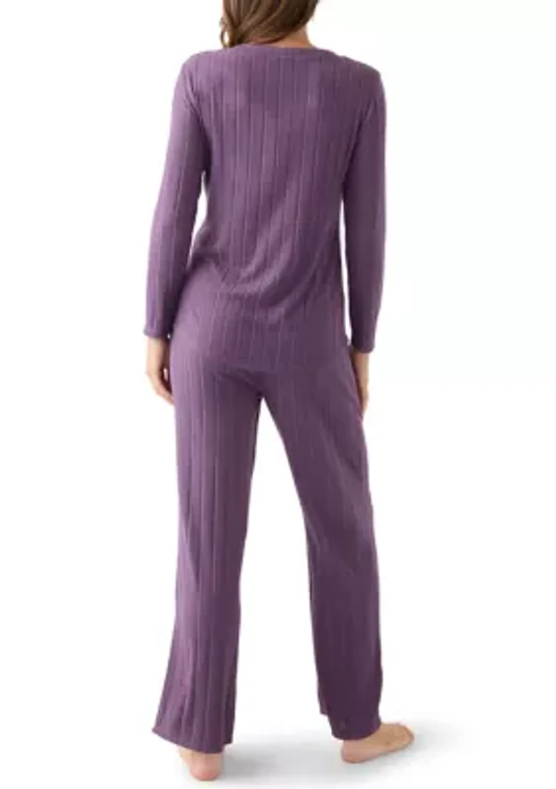 Ribbed Henley Pajama Set