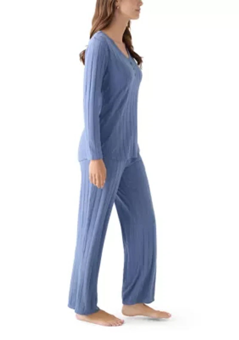Ribbed Henley Pajama Set