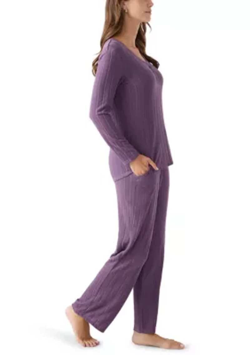 Ribbed Henley Pajama Set