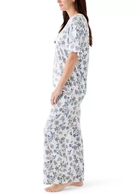 Women's Short Sleeve Top and Flare Pant Sleep Set