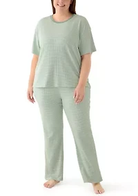 Plus Short Sleeve Flare Pant Pajama Set