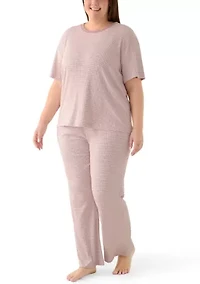 Plus Short Sleeve Flare Pant Pajama Set