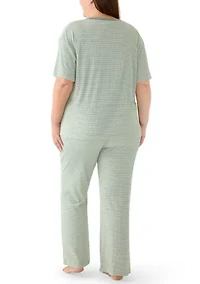 Plus Short Sleeve Flare Pant Pajama Set