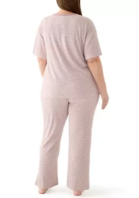 Plus Short Sleeve Flare Pant Pajama Set