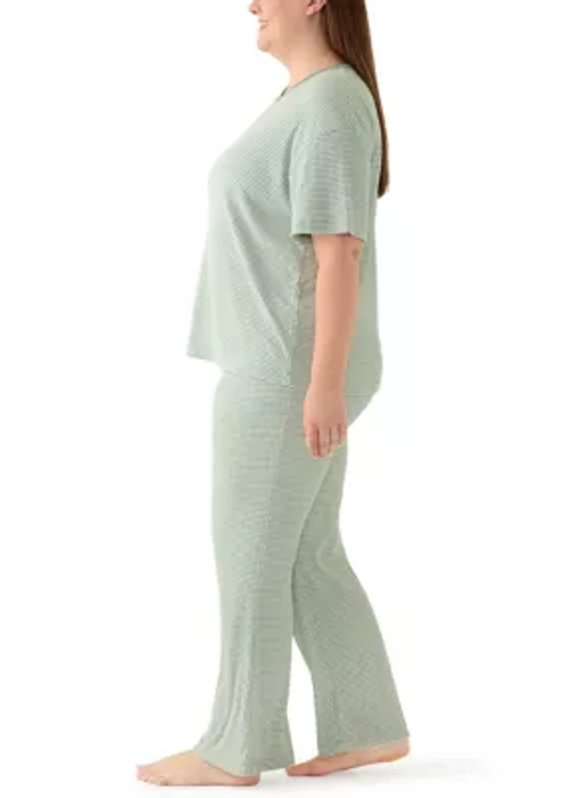 Plus Short Sleeve Flare Pant Pajama Set