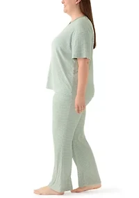 Plus Short Sleeve Flare Pant Pajama Set